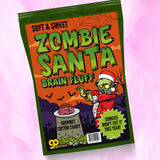 Zombie Santa Brain Fluff Cotton Candy - Gourmet Christmas Candy Gifts for Teens - Funny Gag Gift for Zombie Lovers - Pink Strawberry Flavor