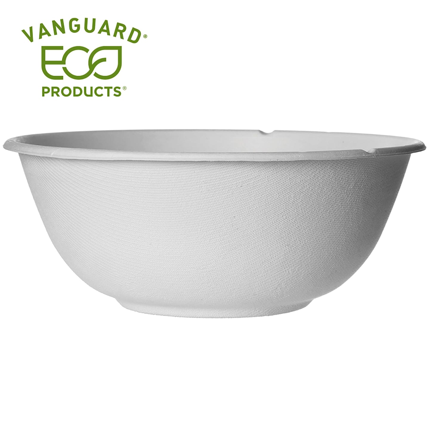 ECO PRODUCTS Compostable 46oz Molded Fiber Wide Bowls, Case of 400, Vanguard WorldView, Disposable, White, No PFAS, Lid Available, Tree-free