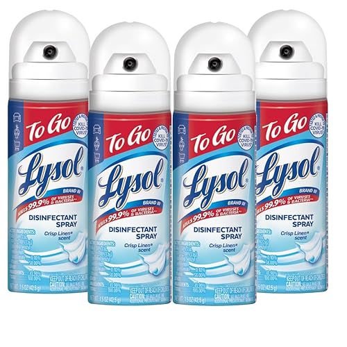 Lysol To Go Disinfectant Spray, Travel Size Sanitizing, For On-the-Go Disinfecting and Deodorizing, Crisp Linen, 1.5 Fl. Oz (Pack of 4)