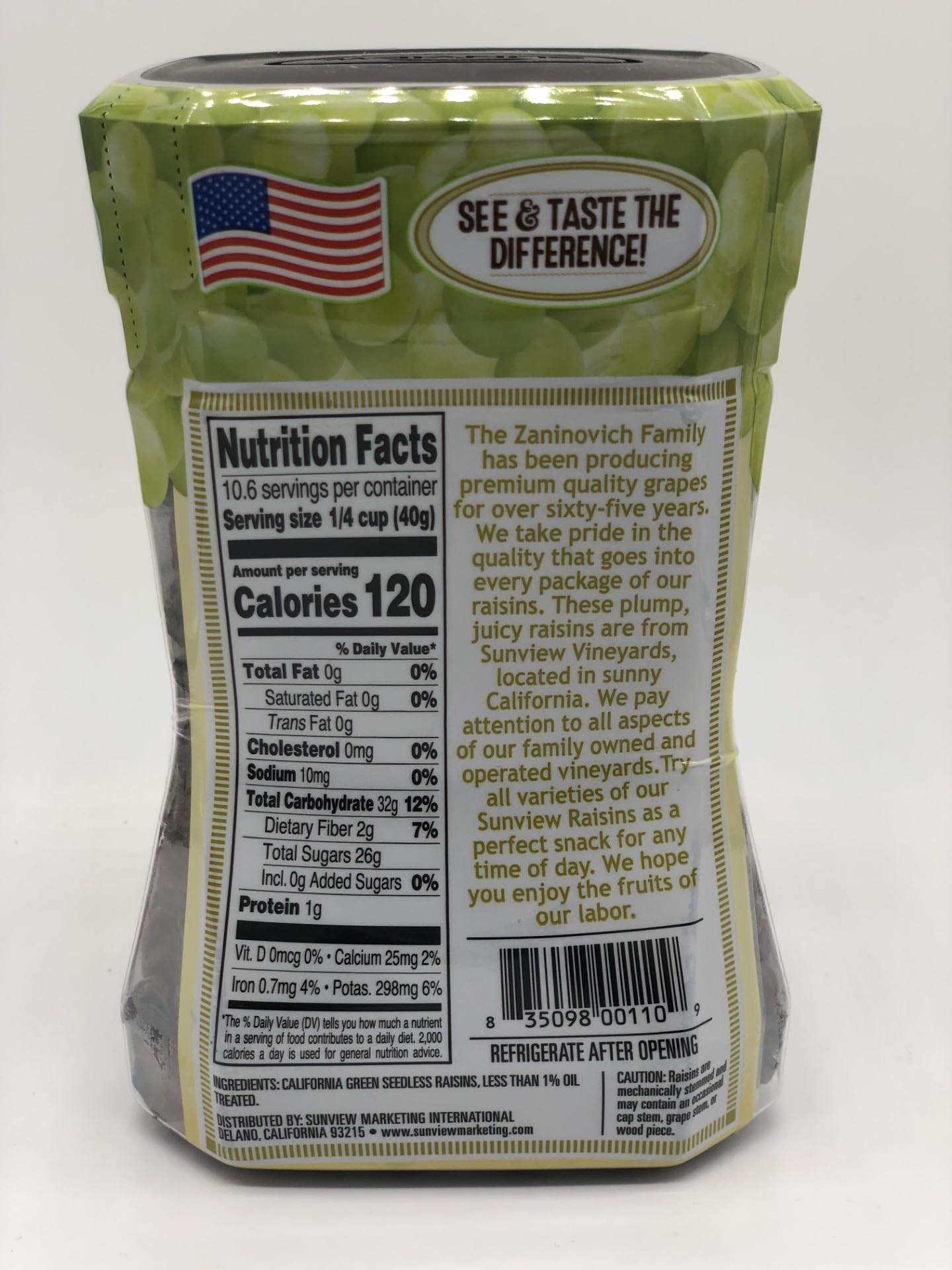 Sunview Jumbo Green Raisins 3-15 oz. Canisters