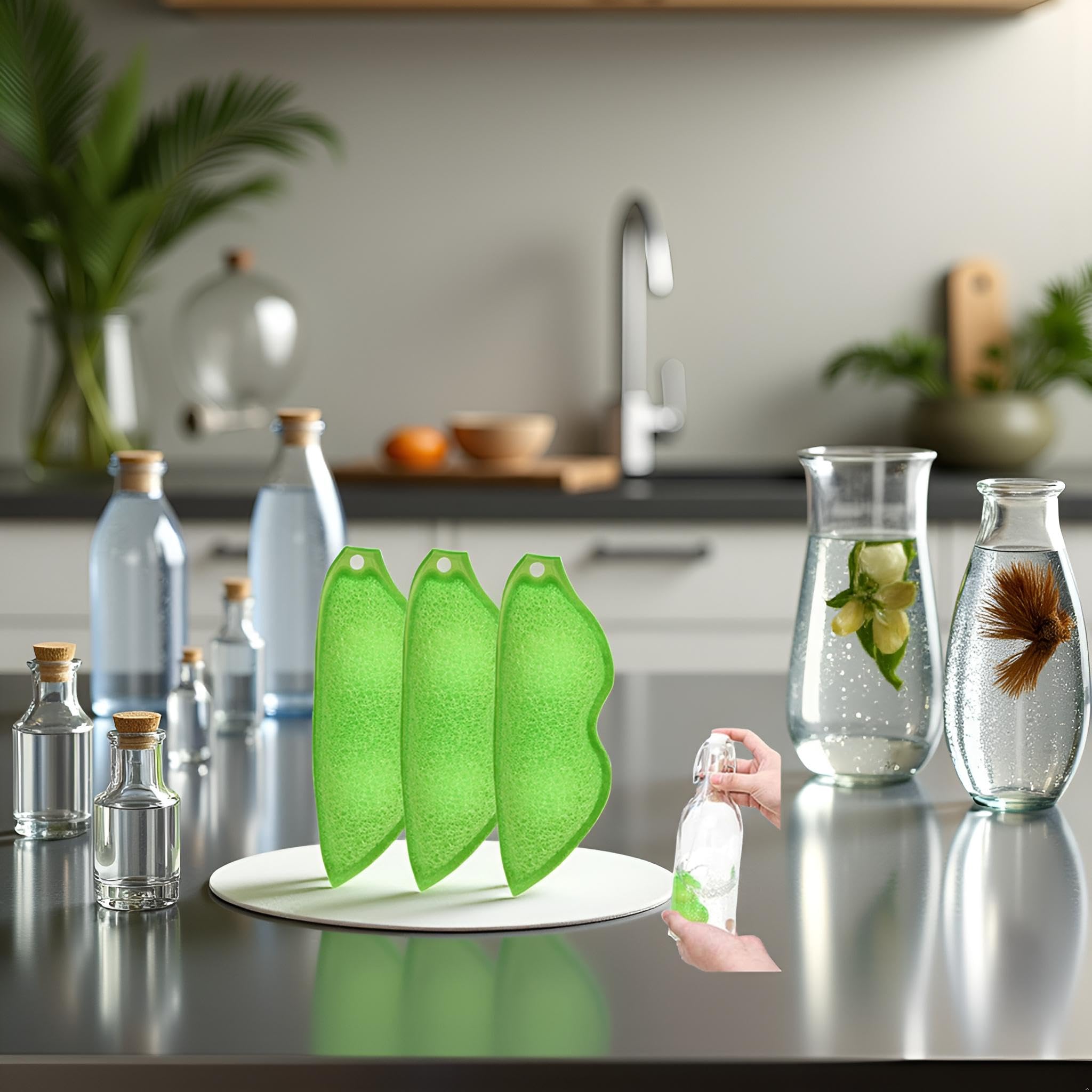 Multipurpose Bean Shaped Sponge Set - 3 Pack Heat Resistant Bottle & Internal Cleaning Sponges - Reusable entreprises Bottle Cleaning Tools