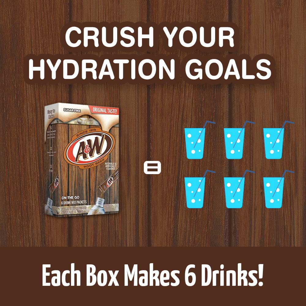 A&W, Root Beer - Powder Drink Mix - (12 boxes, 72 sticks) - Sugar Free & Delicious, Makes 72 flavored water beverages