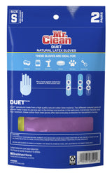 Mr. Clean Duet Reusable Latex Cleaning Gloves with Non-Slip Grip, 2 Pair, Small