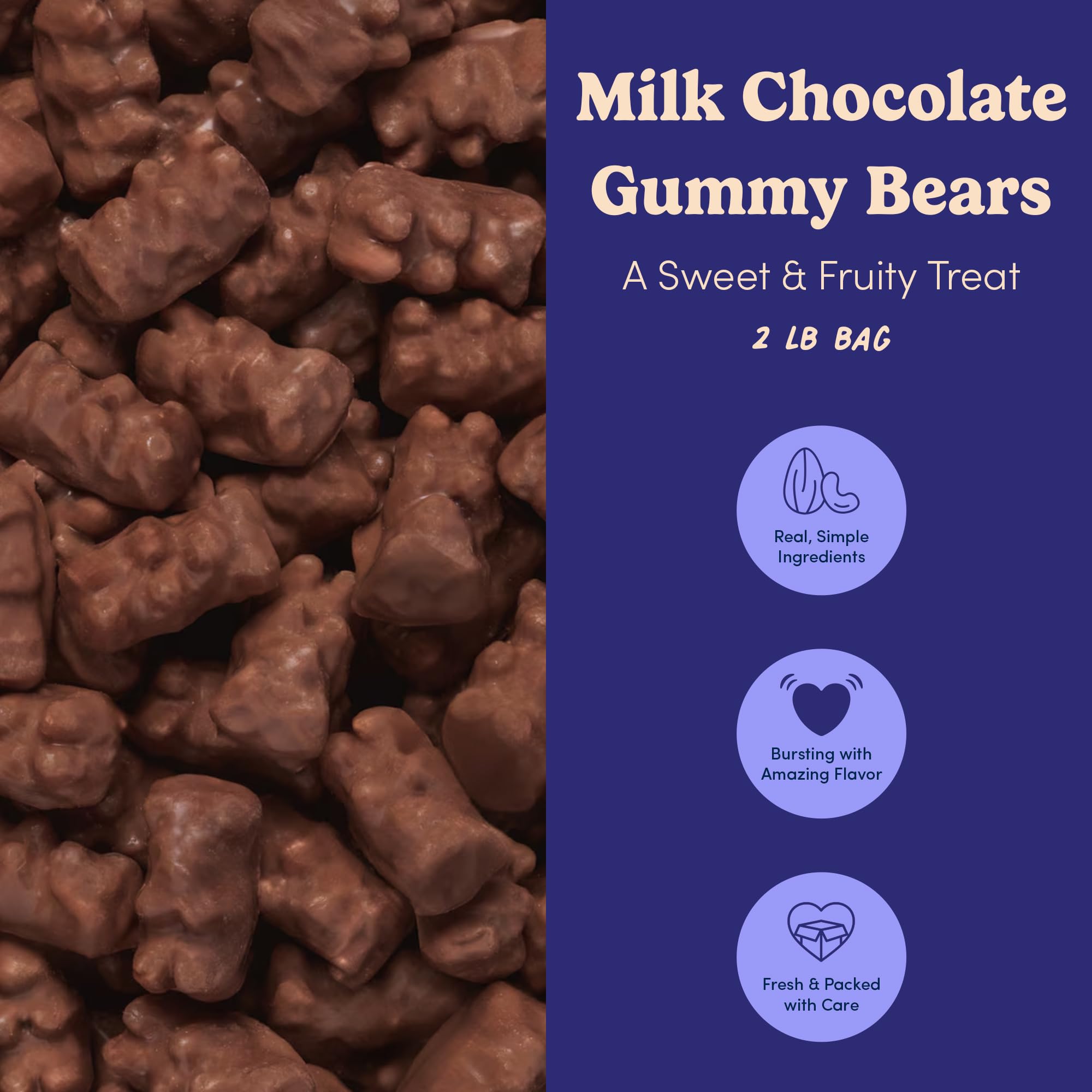 Nuts com - Milk Chocolate Gummy Bears - 2 Pound Bag, Tasty Snack for Adults and Kids - For Parties, Office Functions, Holiday Gatherings and Home
