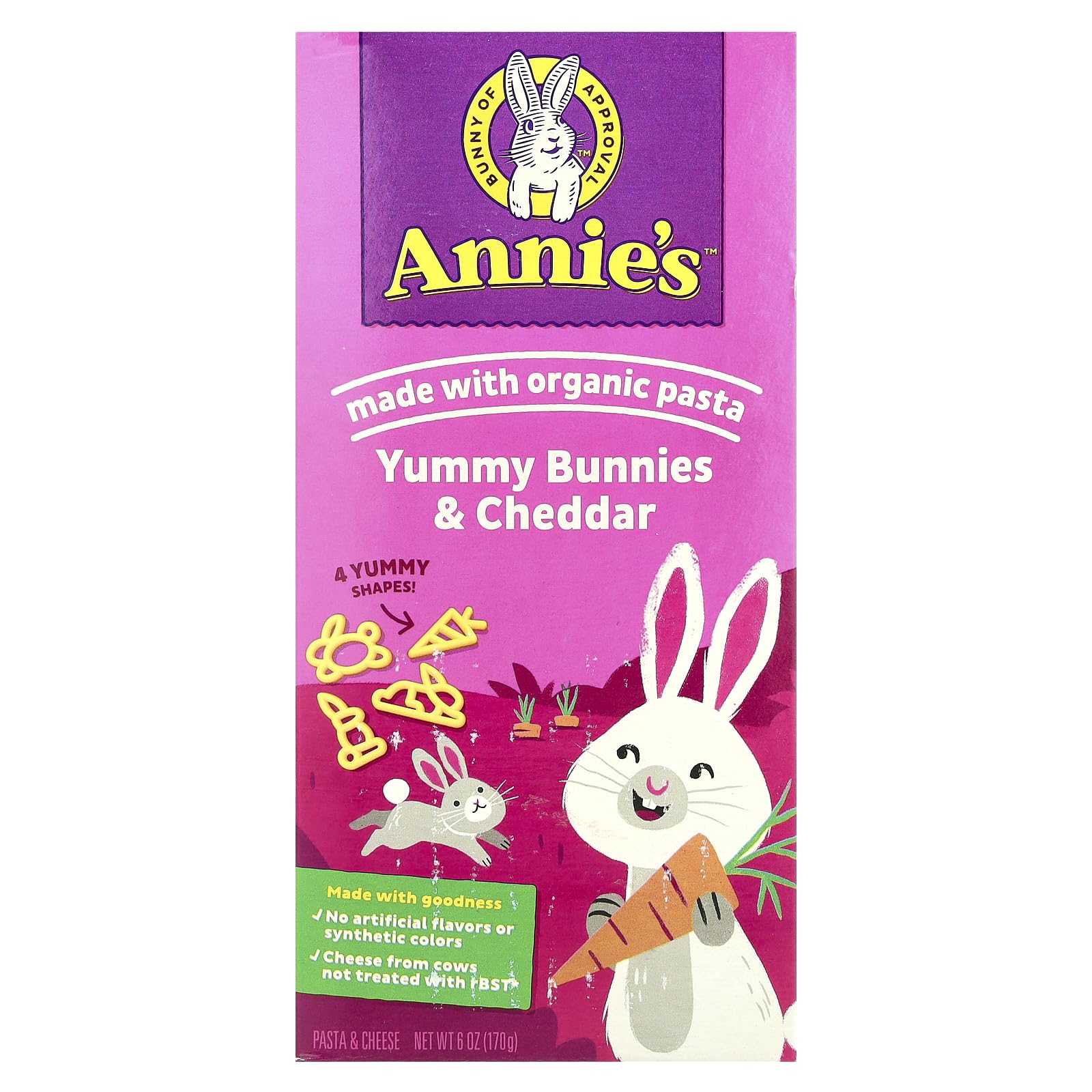 Annie's Homegrown, Bunny Shape Pasta & Cheese, 6 Ounce