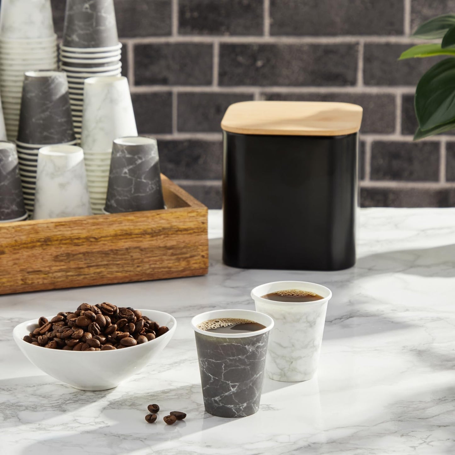 Juvale Marble Bathroom Cups - Leak-Resistant Mouthwash Cup - Compact 3 Fl Oz Coffee & Espresso Mug - Disposable Paper Drinkware - Pack of 600, Black