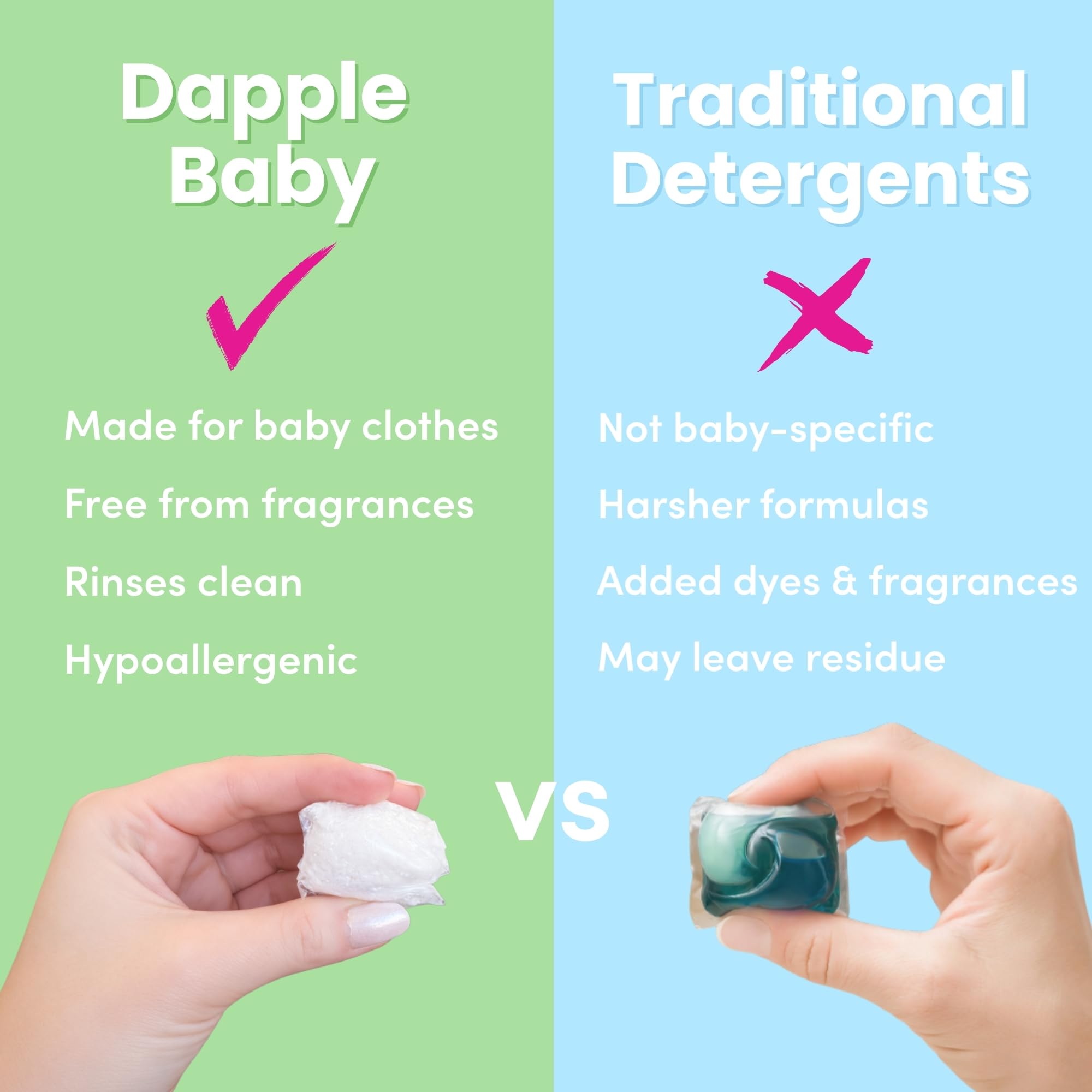 Dapple Baby Laundry Detergent Pacs - 30 Count - Fragrance-free Laundry Pods for Sensitive Skin - Plant-Powered Stain Remover - Newborn Essentials