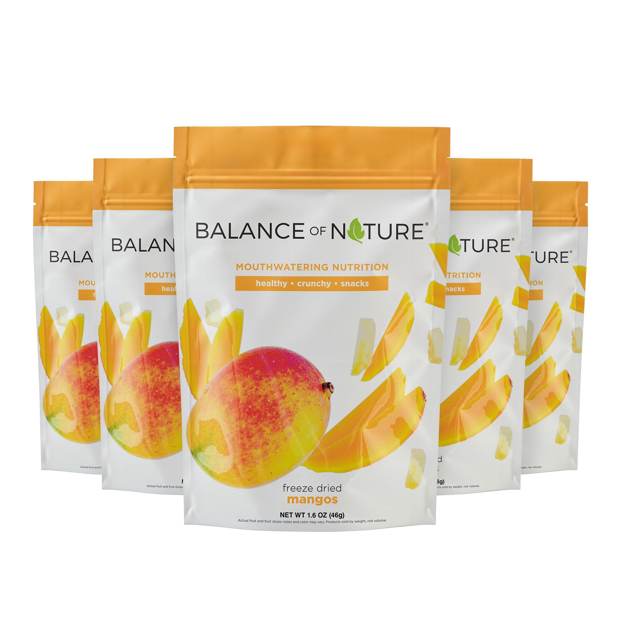 Balance of Nature Freeze-Dried Mangos (5 Pack) - 100% Real Fruit, Crunchy Mango Slices, Healthy Snack, Mouthwatering Nutrition, Gluten-Free, Vegan, No