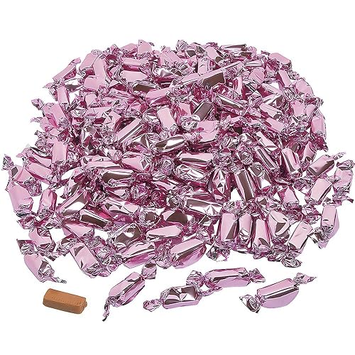 Fun Express Light Pink Foil Wrapped Caramels Candy Bulk 2lb Bag - Soft Chewy Caramel Chews Individually Wrapped for Wedding Candy Buffet | Premium