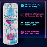 I.CANDY ZERO Energy Drink Caffeine Free, Sugar Free Energy Drinks 12 Pack 12 oz Cans, Zero Sugar Zero Calorie, 250mg Cognizin Citicoline, No Caffeine
