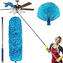 100 Inch Cobweb Duster, Spider Web Brush & Microfiber Feather Duster with 100" Extension Pole, Bendable Head, Scratch-Resistant Cover, Washable Duster