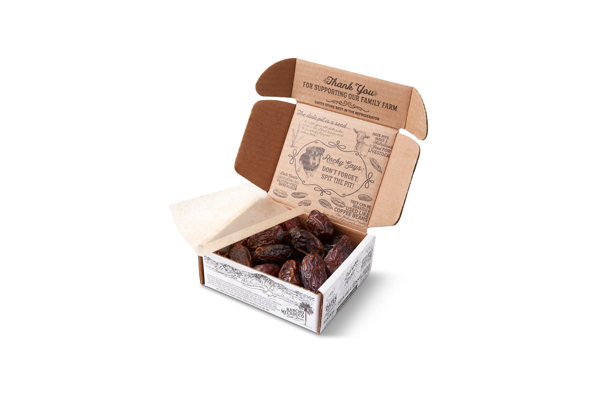 Rancho Meladuco Date Farm 1 lb. Box with Red Satin Ribbon | Contains Whole, Un-Pitted, Organic, California-Grown Medjool Dates | Fresh, Sweet