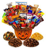 Halloween Pumpkin Gift Basket - Assorted Candy, Chocolates, Cookies & Snacks - Customizable Gift for Kids, Adults, Family, or Office (10" Timberland