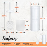 Autumn Alley Metal Toilet Brush with Holder, Farmhouse Bathroom Decor, Galvanized, White