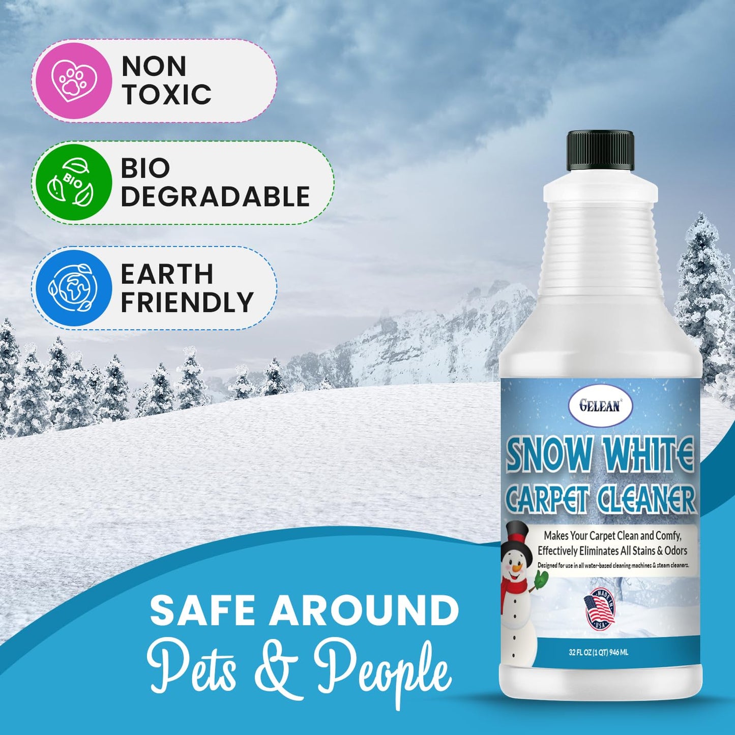 Carpet Cleaner Shampoo - MADE IN USA - Concentrate Carpet Cleaner & Deodorizer - Pet Stain And Odor Remover - Rug Extracting Shampoo, Upholstery