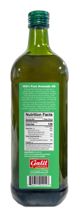 Galil 100% Pure Avocado Oil - High Smoke Point 500°F Non-GMO, Vegan, Halal Certified - Perfect for Cooking, Baking, Sautéing, Dressings & Marinades, Rich in Healthy Fats - 1 Liter Glass Bottle