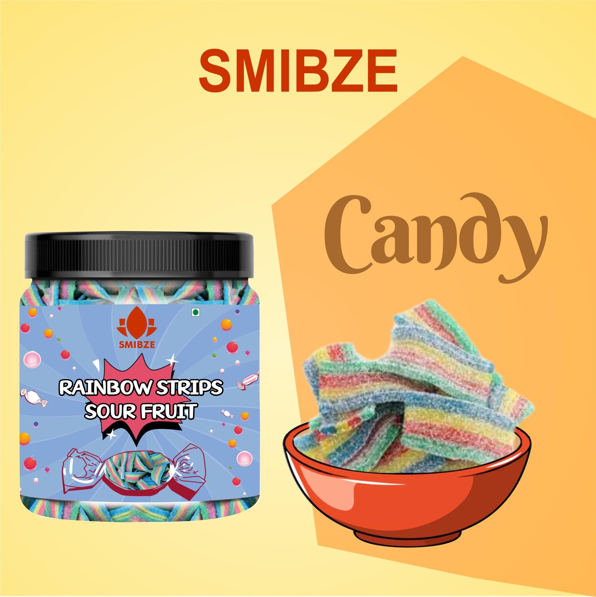 SMIBZE Natural Rainbow Strips Sour Fruit 250 GM (Pack of 1) SMIBZE