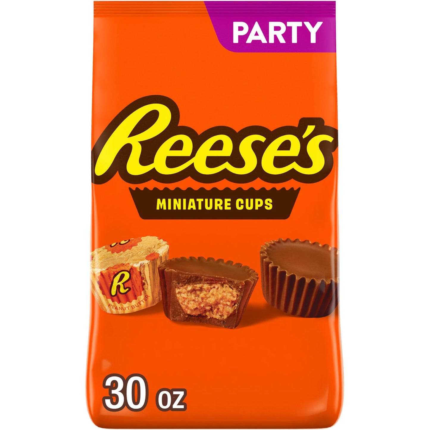 REESE'S Miniatures Milk Chocolate Peanut Butter Cups, Candy Party Pack, 30 oz