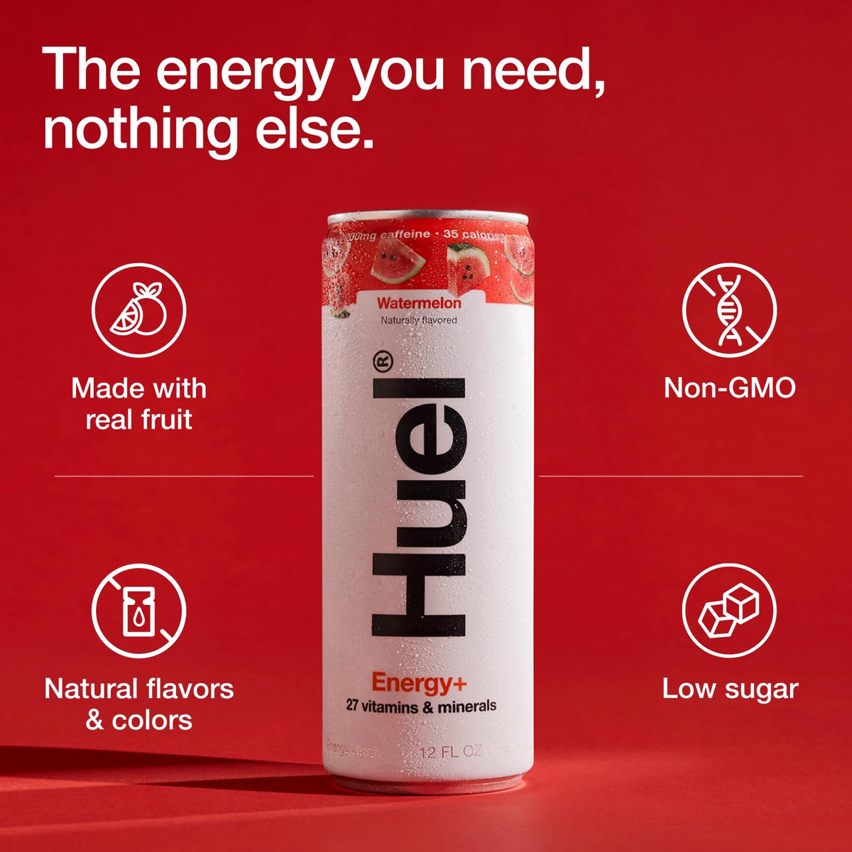 Huel Energy+ | Watermelon Energy Drink | 200mg of Caffeine 35 Calories