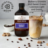 Christopher Bean Hand Crafted Blueberry Crumble Flavored Coffee - Unsweetened Cold Brew & Iced Instant Coffee Distillate Liquid Java - Blueberry