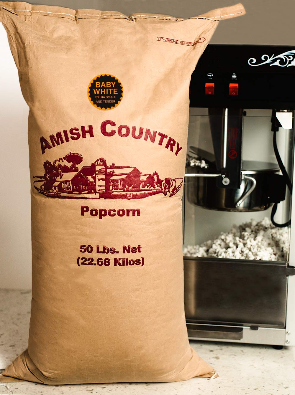 Amish Country Popcorn | 50 lb Bag | Baby White Popcorn Kernels | Old Fashioned, Non-GMO and Gluten Free (Baby White - 50 lb Bag)