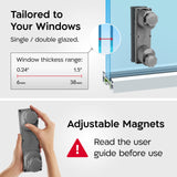Tyroler Magnetic Window Cleaner Tool | The Silicone Glider R-3 AFC Fits Windows 0.2"-1.5" Thick | Double Sided Outside Window Cleaner Tool |
