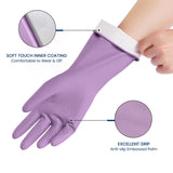 Rubber Cleaning Gloves for Dishwashing, 4 Pairs Reusable Kitchen Gloves for Washing Dishes and Household Cleaning, Colorful Dish Gloves with Flocked