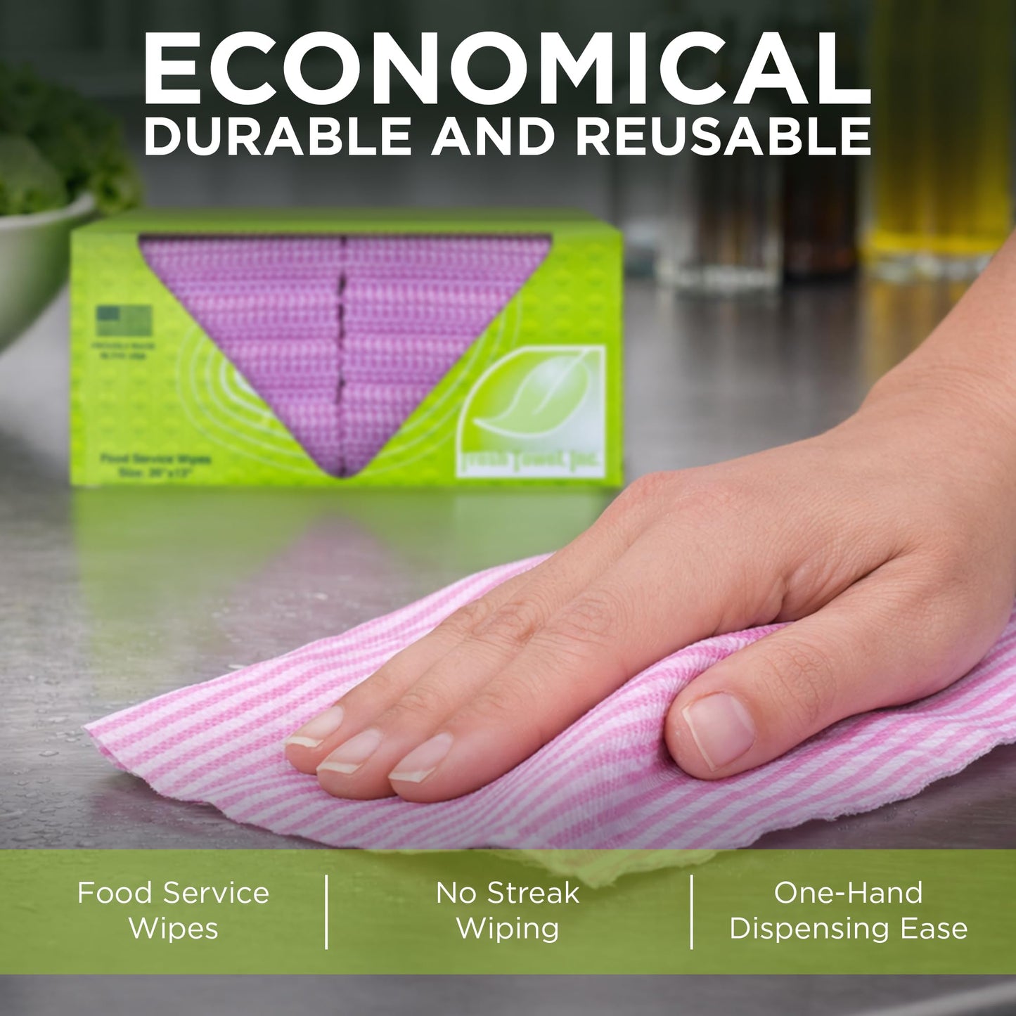 Fresh Towel Foodservice Reusable Paper Towels - 1/4 Fold, 13 x 20 inches - Pink Straight Line Pattern (1 Case of 200) All Purpose Cleaning Towels