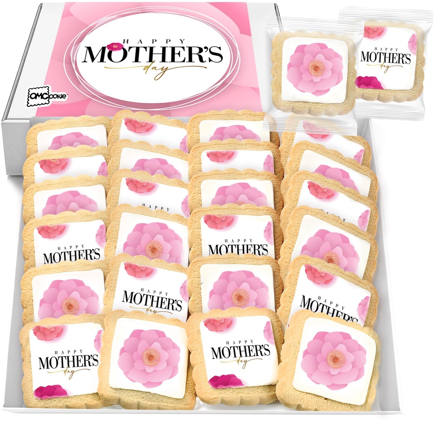 Mother's Day Cookies Party Favors bulk 24 Pack Gift INDIVIDUALLY WRAPPED For Mom Mother | Decorated Sugar Cookies Food Gift Basket