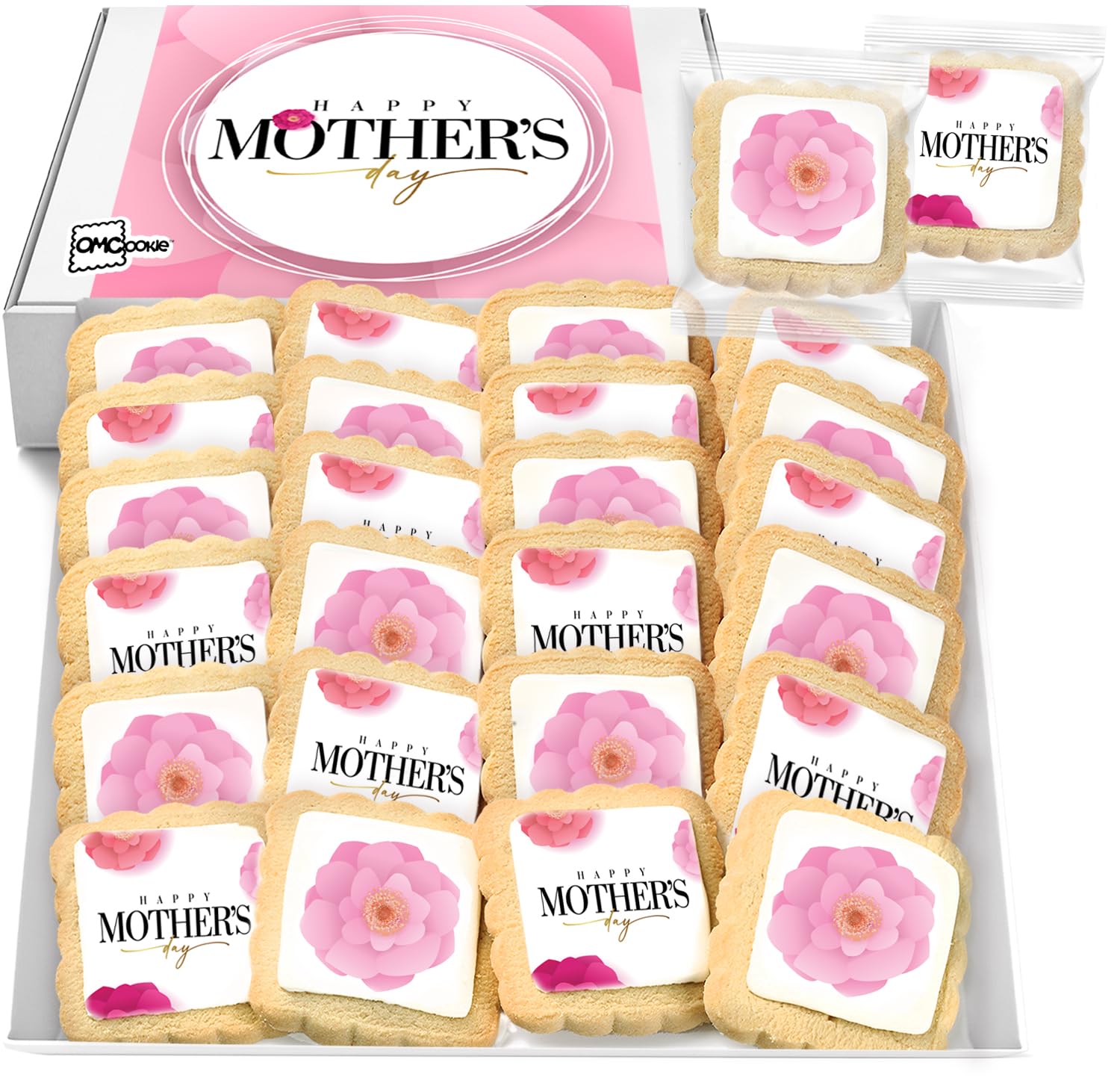 Mother's Day Cookies Party Favors bulk 24 Pack Gift INDIVIDUALLY WRAPPED For Mom Mother | Decorated Sugar Cookies Food Gift Basket