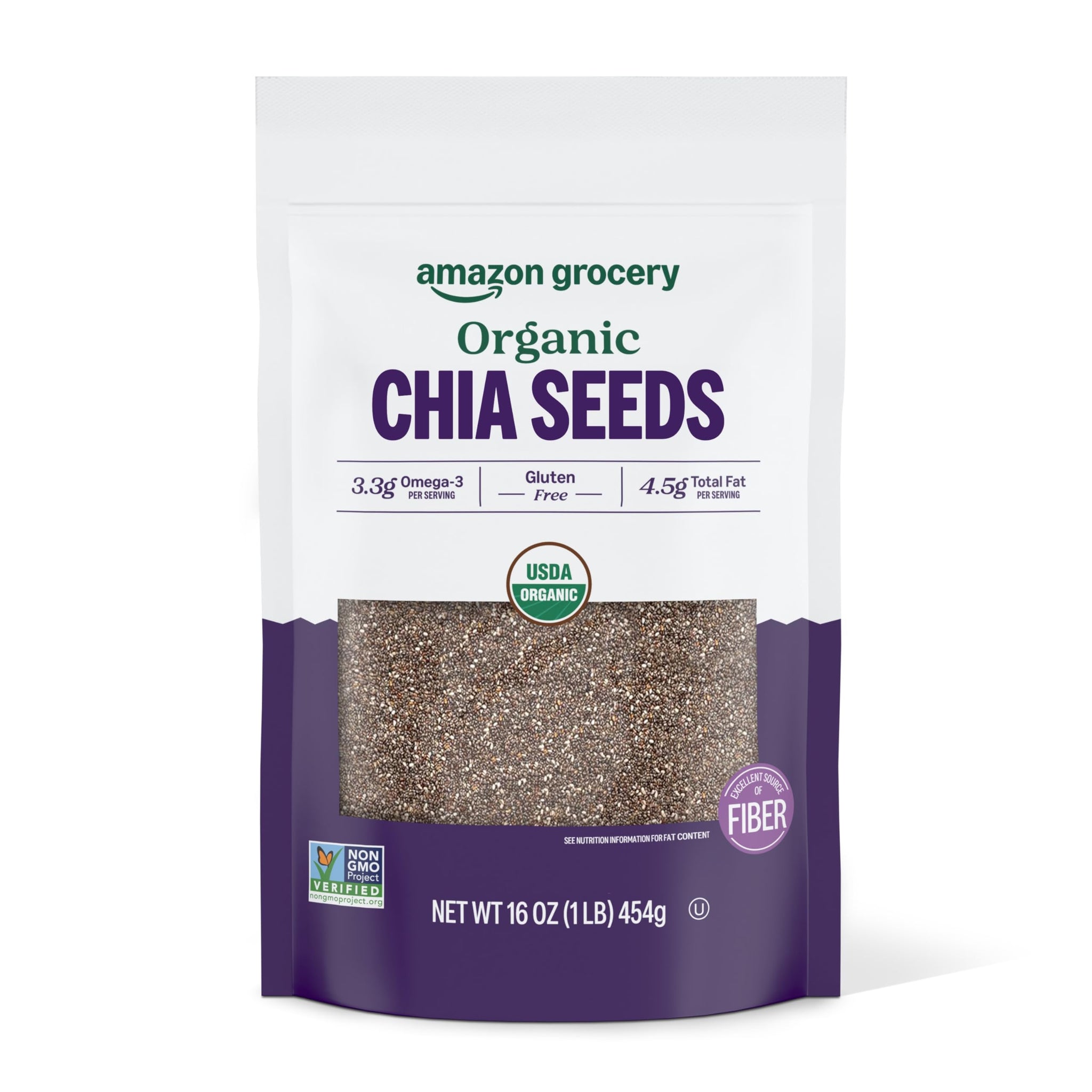 Amazon Grocery, Organic Chia Seeds, 16 Oz