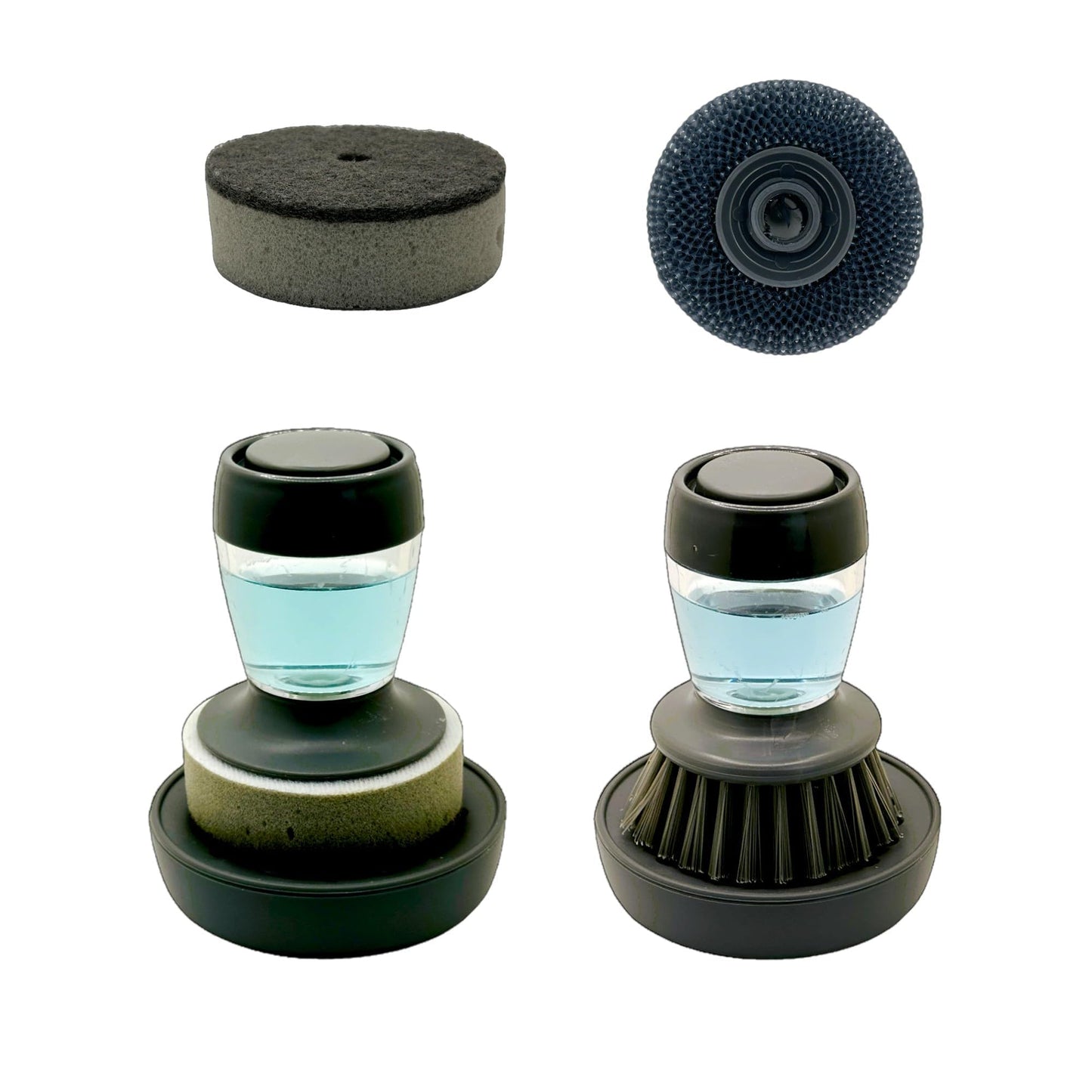 Dish Scrubber with Soap Dispenser - Multi-Purpose Kitchen Brush for Dish, Pot, Pan, and Sink Cleaning - Holder Included