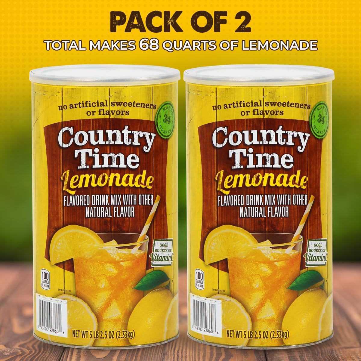 Powdered Lemonade Drink Mix- CountryTime Refreshing Lemonade Mix Powder Drink with Other Natural Flavor - Packaged in Resealable Canister with Easy