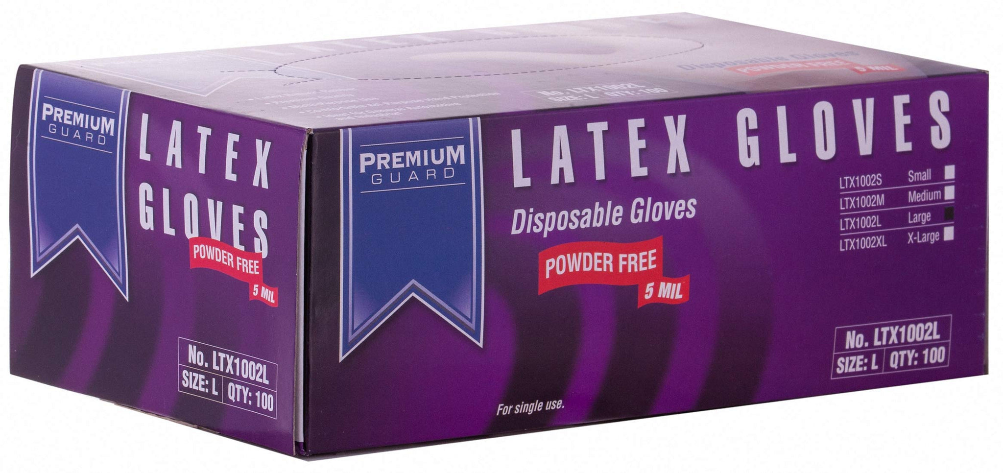Premium Guard Latex Powder Free Gloves - 5 MIL - Large
