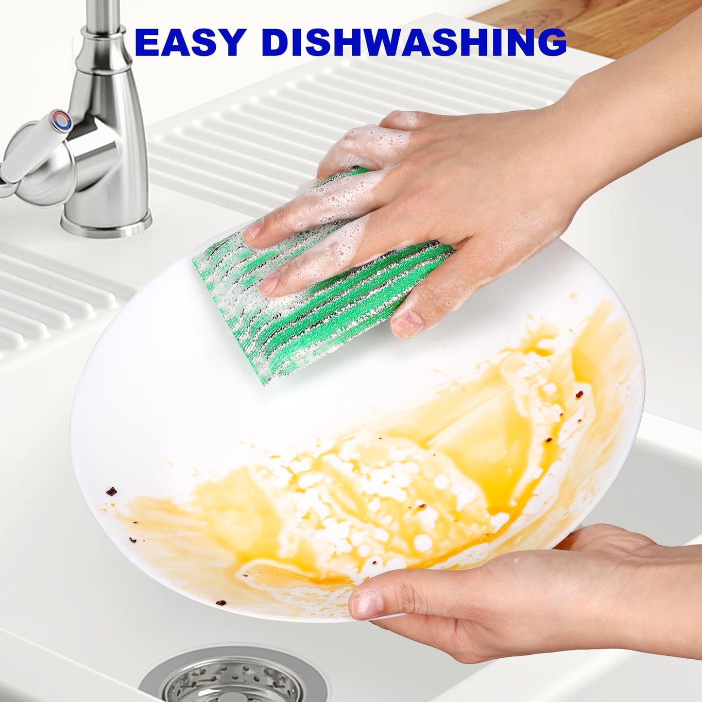 Premium 8-Pad Sponges Kitchen - Upgraded Dish Sponge, Scrubber, Brush, Ideal for Dishes, Pots, Sink