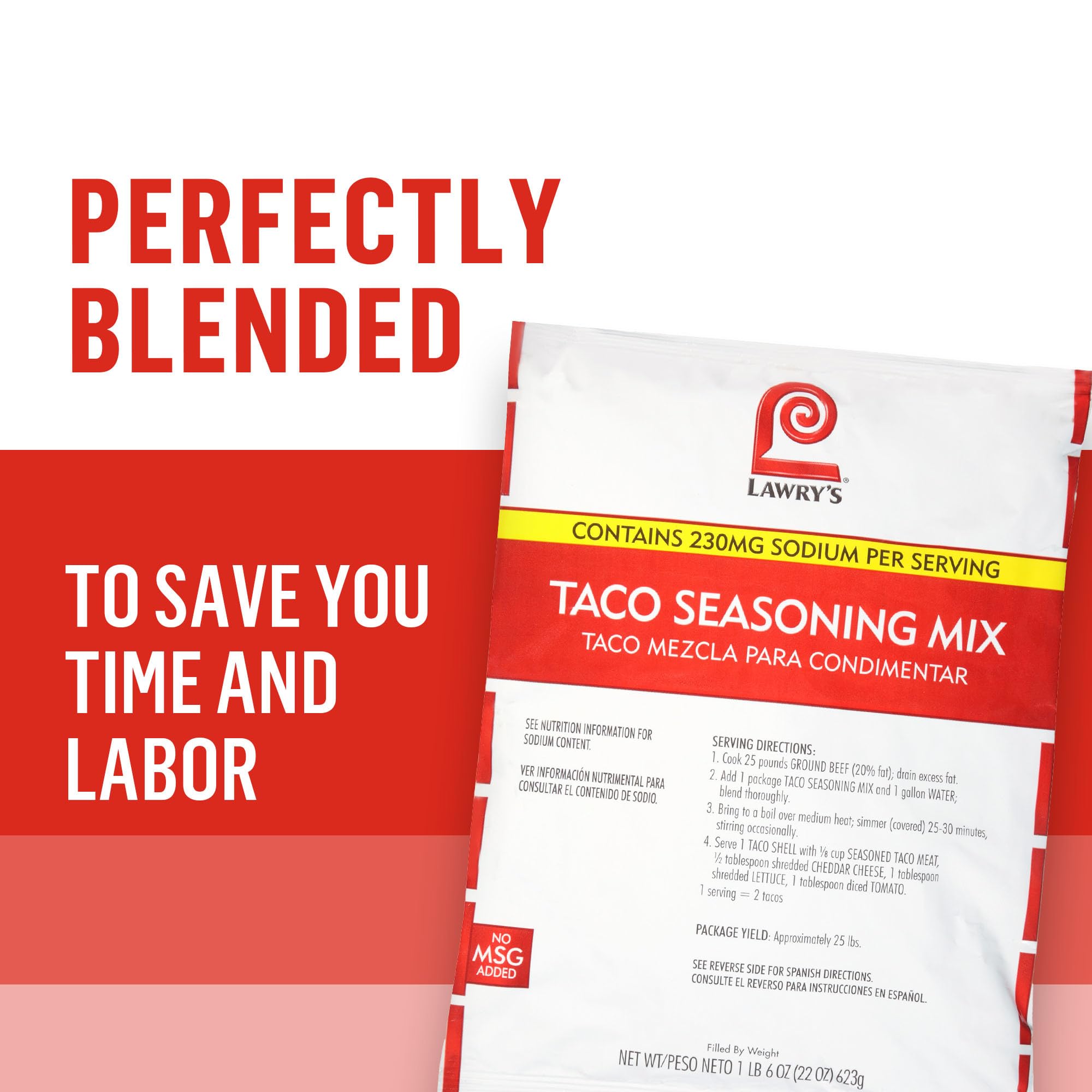 Lawry's Taco Seasoning Mix, 22 oz - One 22 Ounce Packet of Taco Seasoning Mix, Best for Chicken, Beef, Fish, Pork or Plant-Based Tacos
