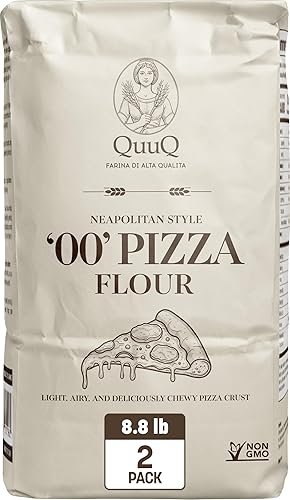 QuuQ 00 Pizza Flour 2 Pack 8.8 lb (4 kg), Type 00 Flour, Neapolitan Style, Ultra Fine Grind, Unbleached Unbromated Non-GMO Enriched Wheat Flour, Wood