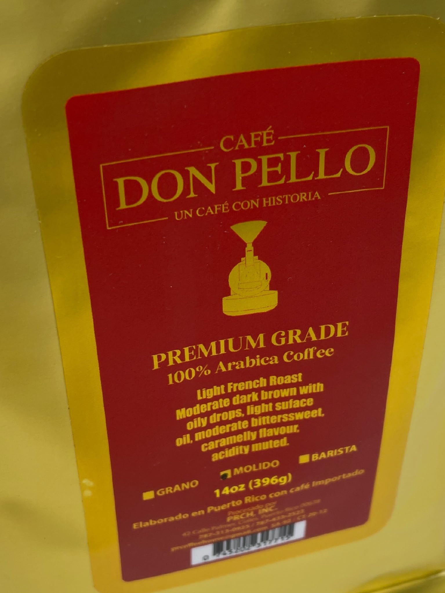 Cafe Don Pello - 100% Arabica Coffee - Premium Grade - Ground Coffee - 14oz Bag