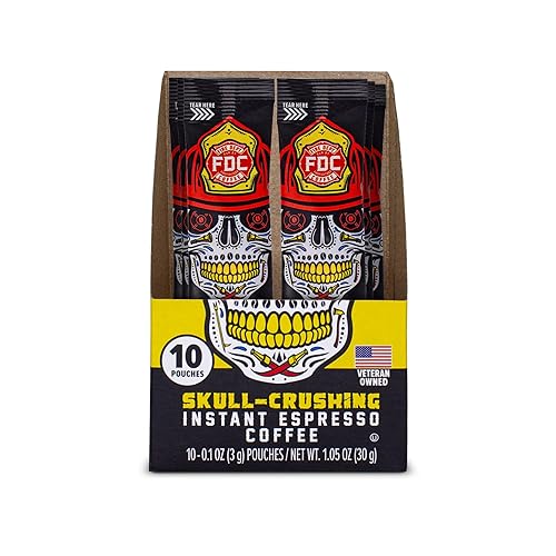 Fire Department Coffee - Skull Crushing Instant Espresso Coffee - Instant Coffee Packets Single Serve - Gives Back to Firefighters - Veteran Owned