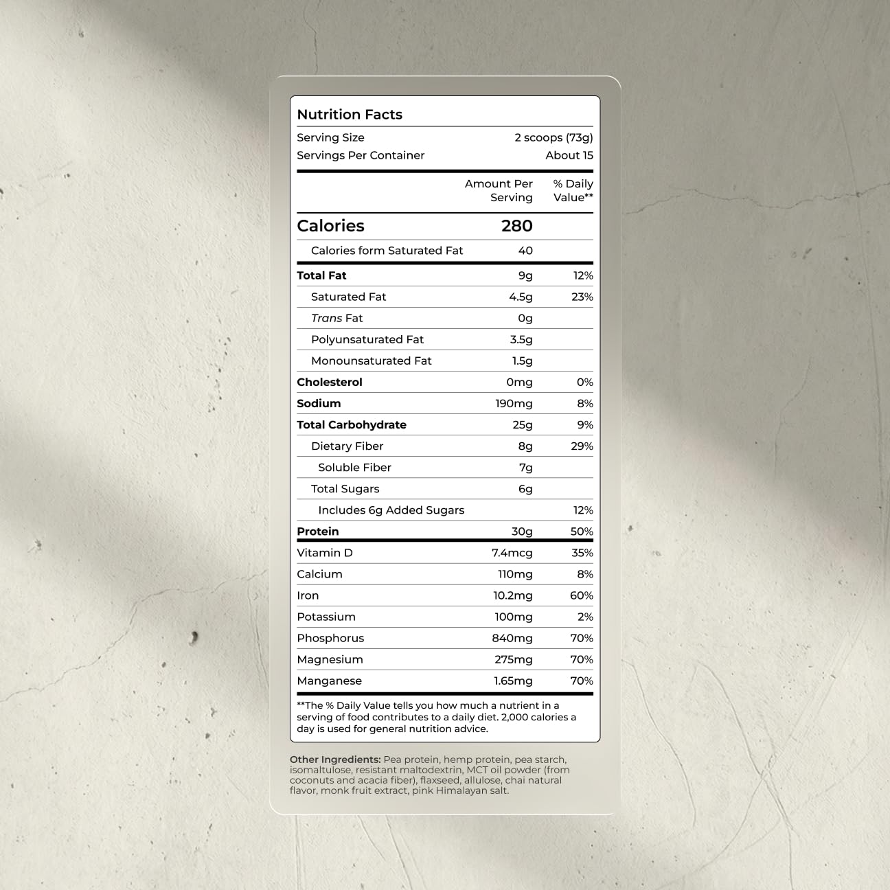 Blueprint Bryan Johnson Vegan Protein Meal Replacement - Plant Based Hemp Protein with 30g Protein Per Serving - Low Calorie, Chai Flavored Protein