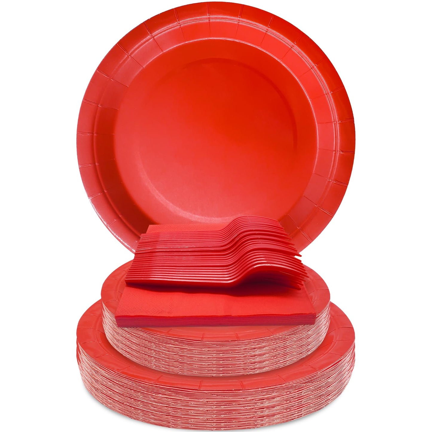 WYQJHKV Red Party Supplies Set Include Red Paper Plates and Napkins party supplies,Severs 25 Guests Dessert Plates,Disposable Cake Plates Paper Plate