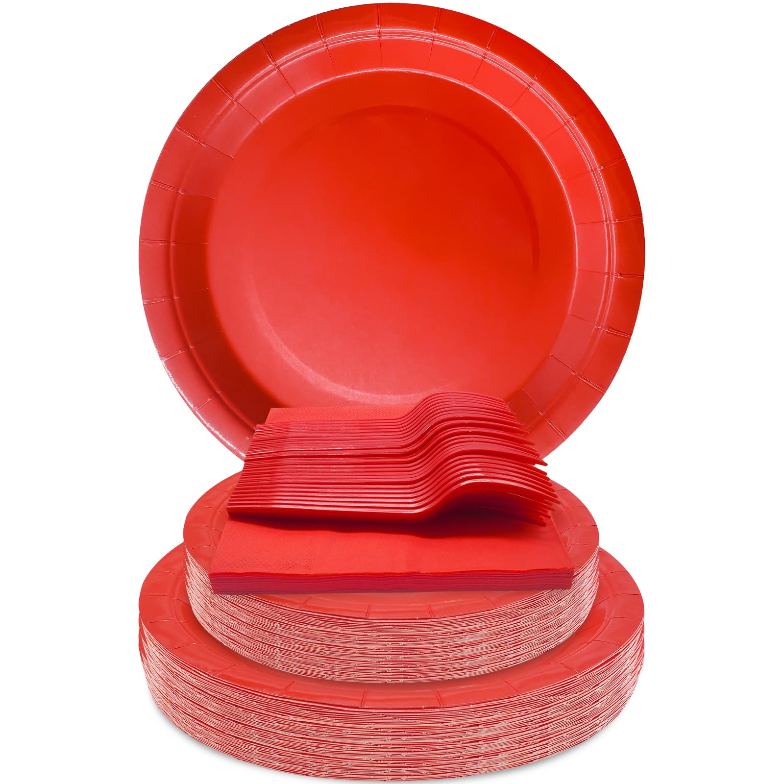 WYQJHKV Red Party Supplies Set Include Red Paper Plates and Napkins party supplies,Severs 25 Guests Dessert Plates,Disposable Cake Plates Paper Plate