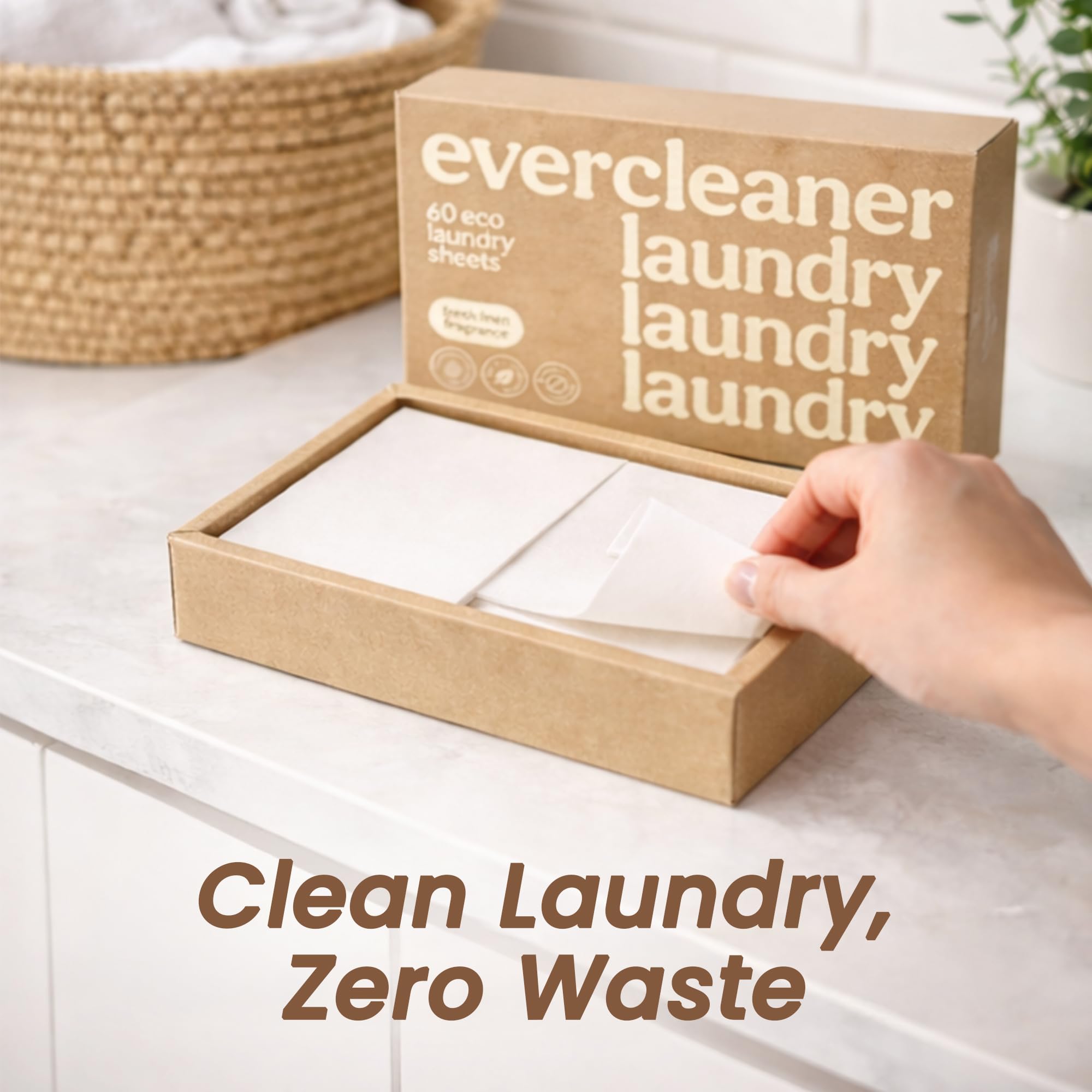 Evercleaner™ Laundry Detergent Sheets - Fresh Linen Scent, Up to 120 Loads - Eco-Friendly Plastic-Free Laundry Sheets, Hypoallergenic, Washing