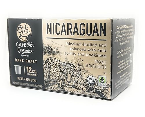 Cafe Ole Organics Nicaraguan Dark Roast Single Serve Coffee Cups, 12 count