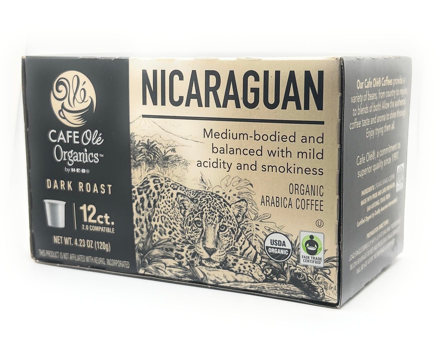 Cafe Ole Organics Nicaraguan Dark Roast Single Serve Coffee Cups, 12 count