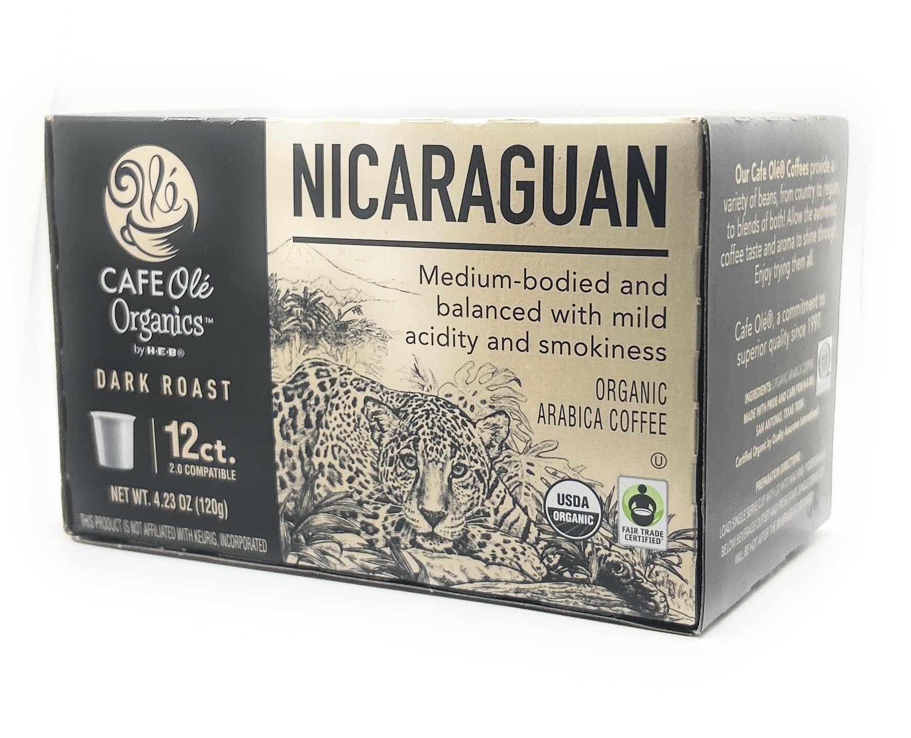 Cafe Ole Organics Nicaraguan Dark Roast Single Serve Coffee Cups, 12 count