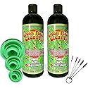 Green Piece® Glass Cleaner (Made in USA) - 2 of the 16 oz bottles with a Set of 3 Silicone Plugs and a 5 Piece Mini Metal Nylon Brush