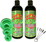 Green Piece® Glass Cleaner (Made in USA) - 2 of the 16 oz bottles with a Set of 3 Silicone Plugs and a 5 Piece Mini Metal Nylon Brush