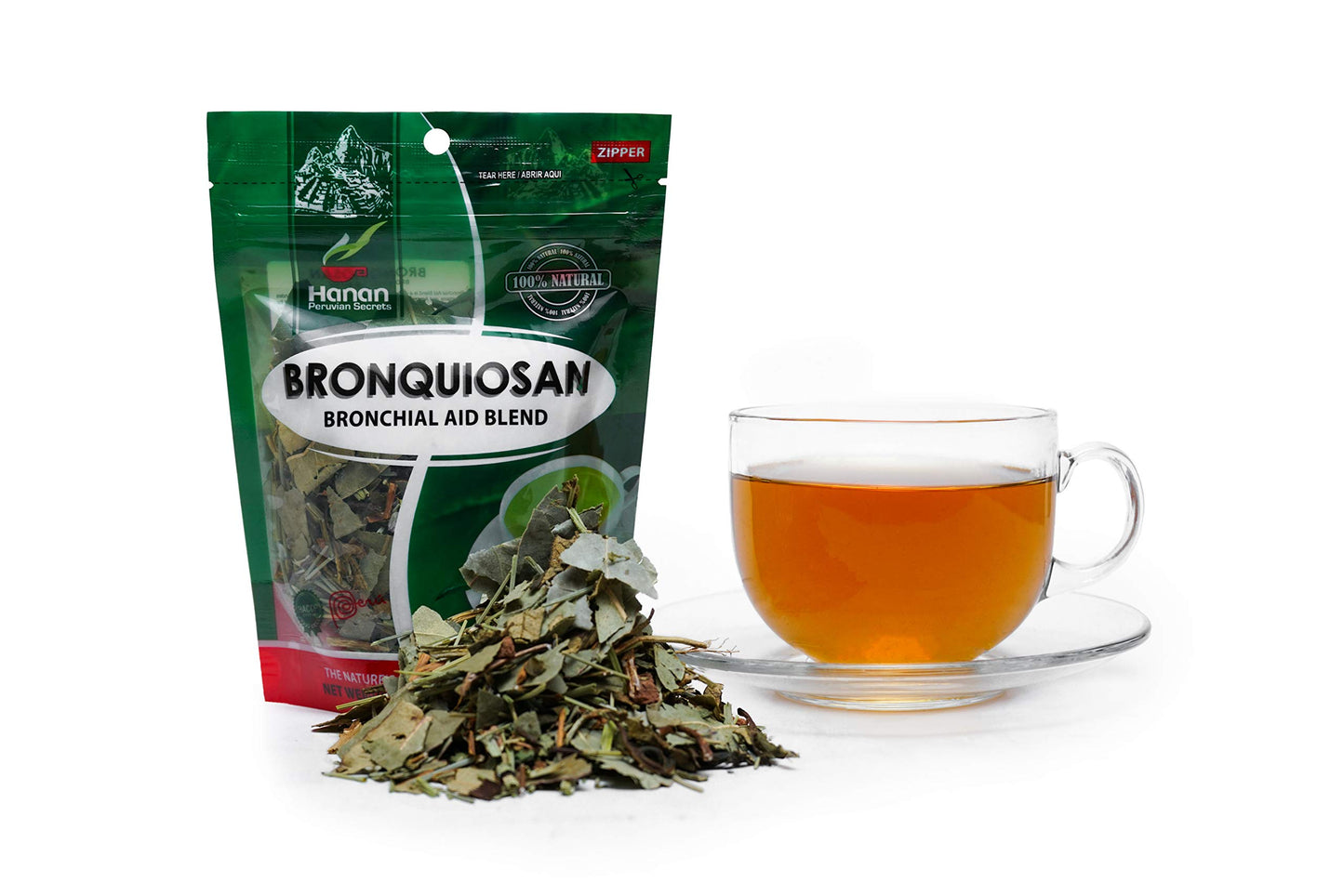Hanan Peruvian Secrets Bronquiosan Herbal Tea | 100% Natural Bronchial Aid Blend | 1.76oz / 50g | Naturally Aids in Soothing the Throat