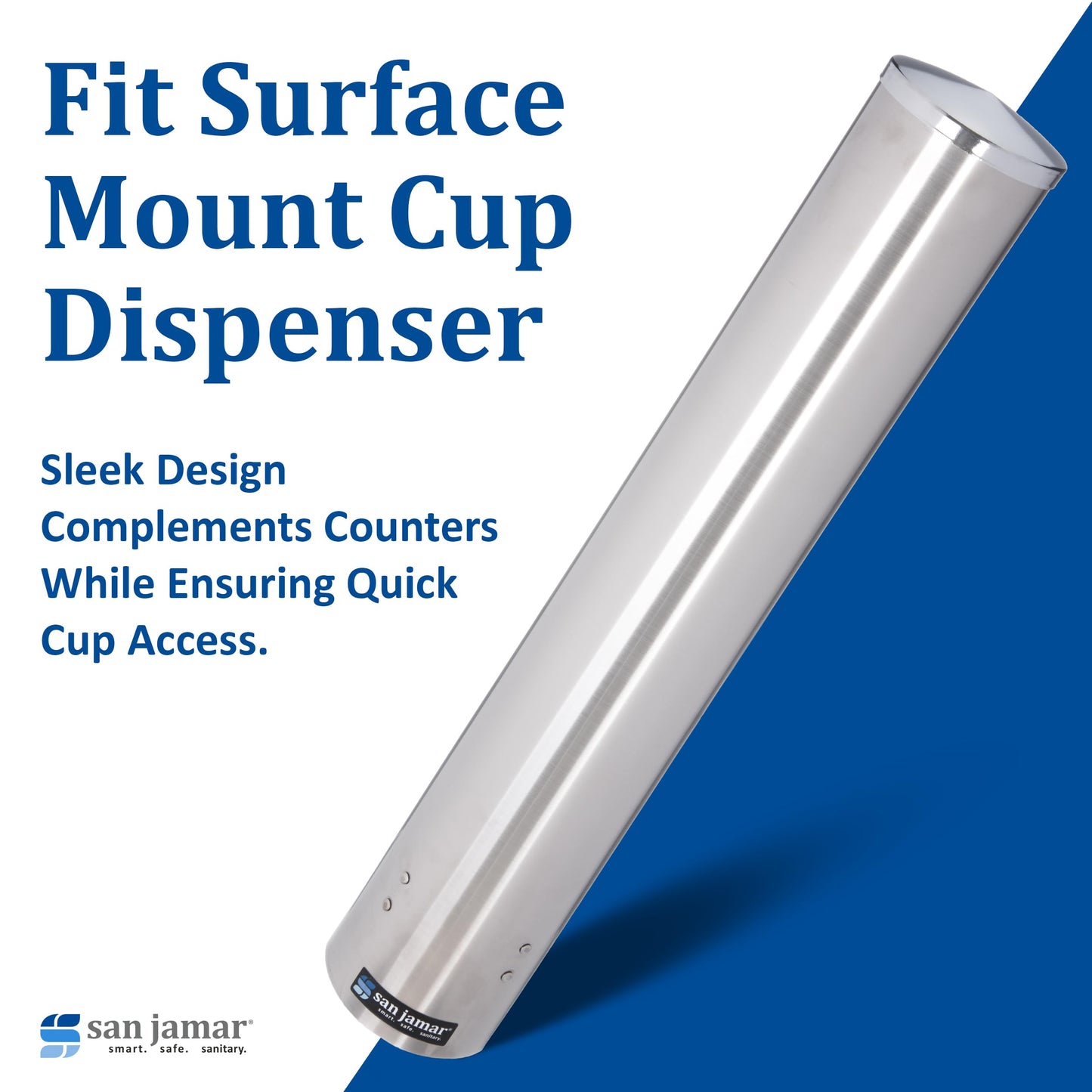 San Jamar 23.5" Pull Type Cup Dispenser - Stainless Steel 12 to 24 Oz Cup Holder with Flip Cap for Restaurants, Dining Halls, Fast Food Beverage